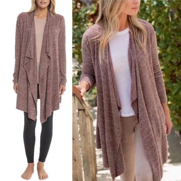 Barefoot Dreams Cardigan CozyChic Lite Island Wrap in Heathered Redwood Size S/M - Picture 1 of 12